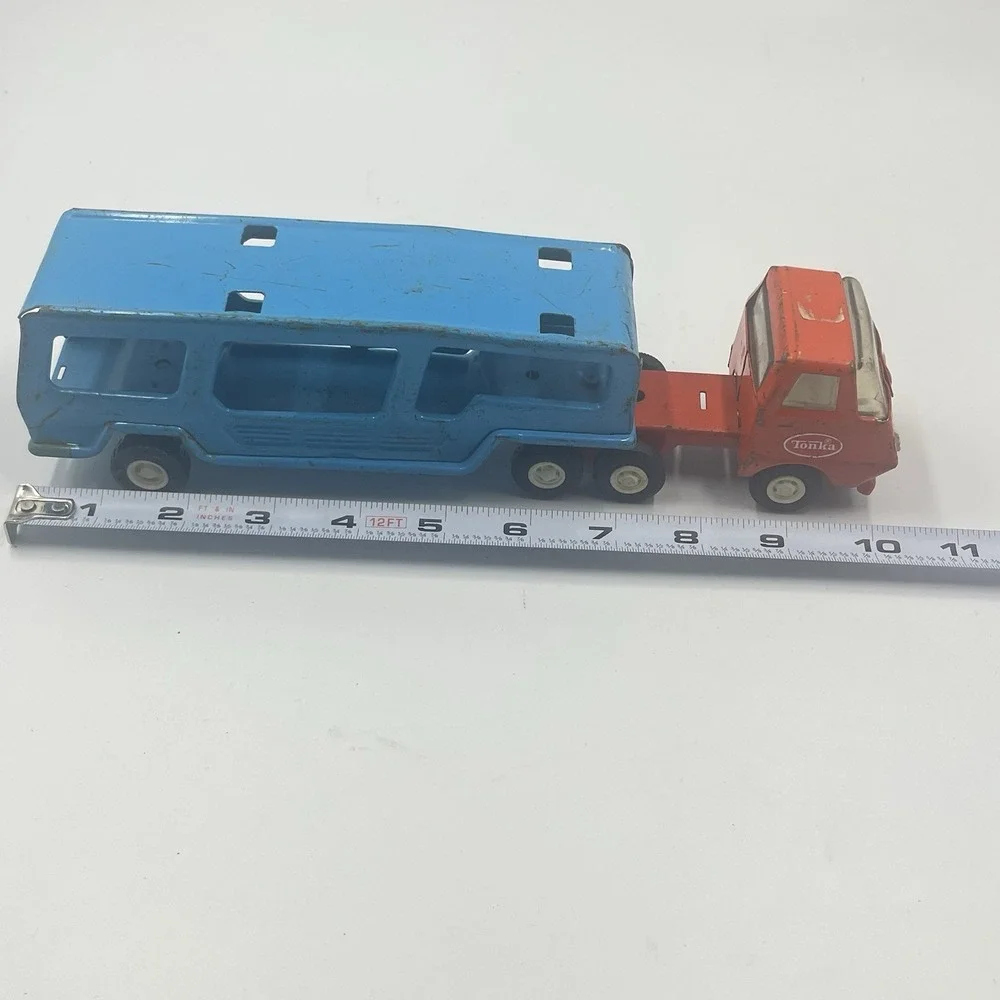 Vintage Buddy L‎ Blue Car Carrier Truck 10 1/2